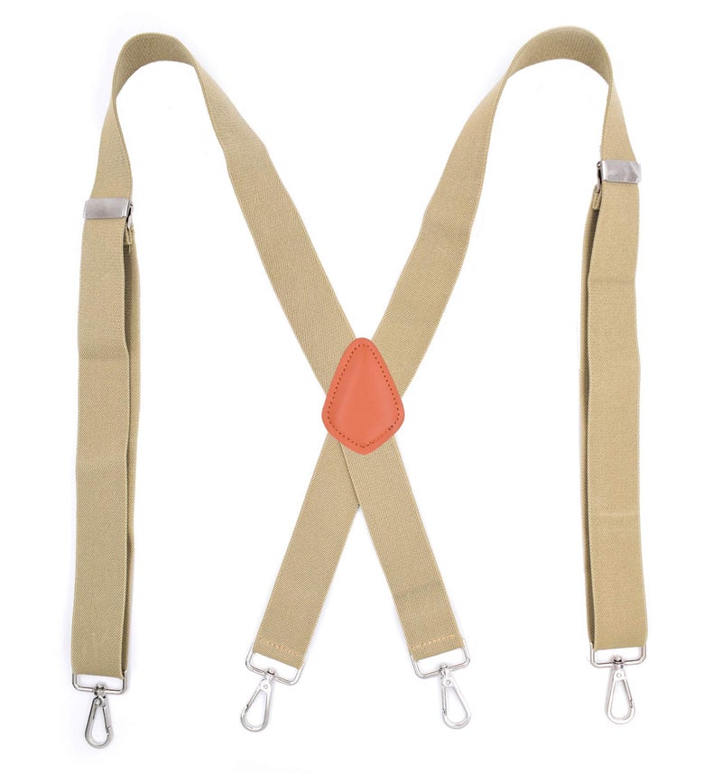 حمالات السروال للرجال LEVAO ثقيلة الوزن X-Back 1.4 بوصة لون صلب قابلة للتعديل مع 4 خطافات ضغط كاكي