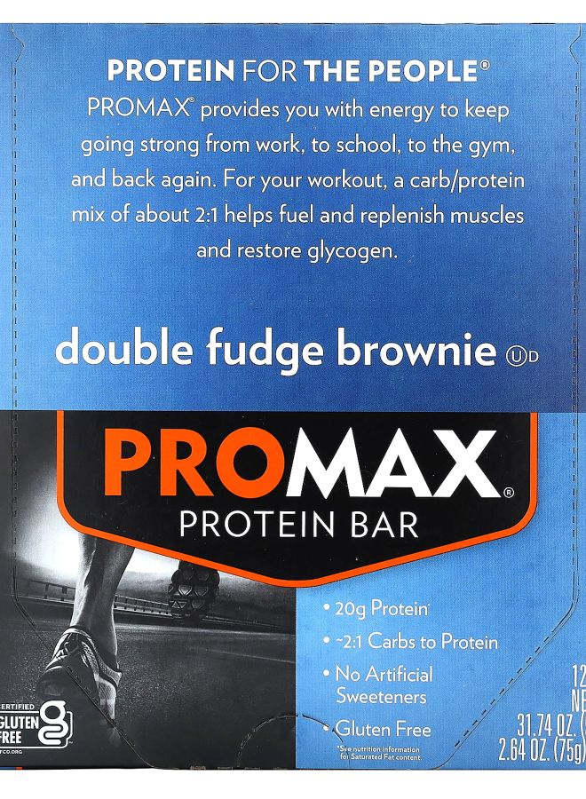 NuGo ProMax Protein Bar Double Fudge Brownie 12 Bars 2.64 oz (75 g) Each