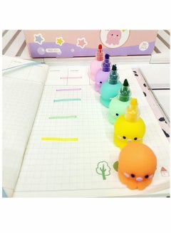 Y&D Funny Highlighter Small Colorful Octopus 1 Box 6 Pcs 5 Colors Pastel Set Cute Silicone Pen for Adult Kid Student Writing Graffiti School Office Supplies  - Image 2