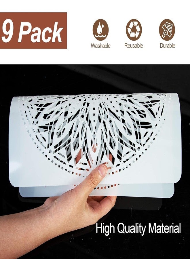 Devasya Crafts 9 Pack 12X12 in Reusable Mandala Stencil for Painting On Floor Large Wall Floor Tile Fabric Furniture Stencils Painting Template - Image 3
