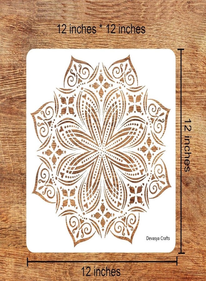 Devasya Crafts 9 Pack 12X12 in Reusable Mandala Stencil for Painting On Floor Large Wall Floor Tile Fabric Furniture Stencils Painting Template - Image 4