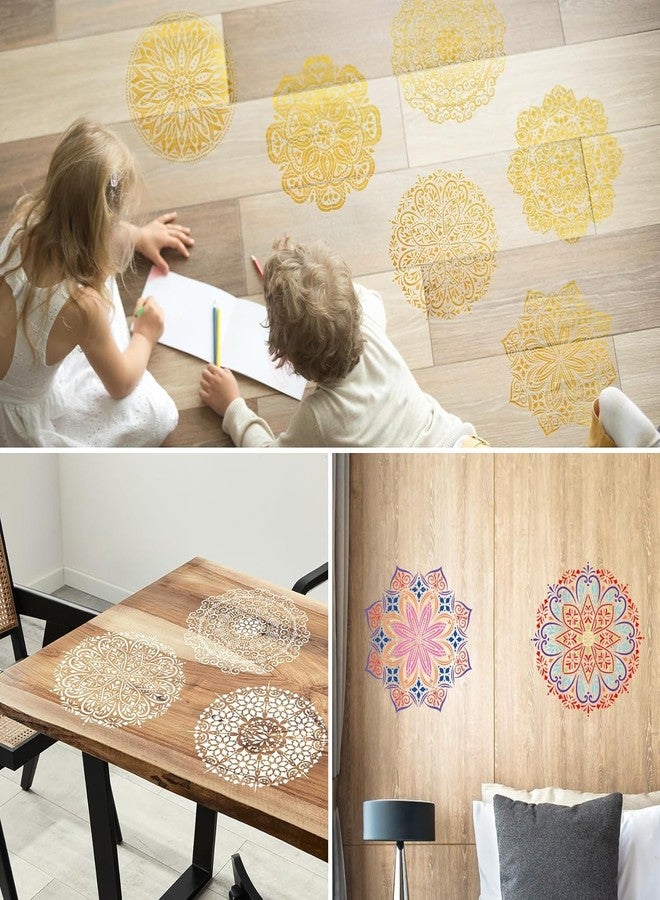 Devasya Crafts 9 Pack 12X12 in Reusable Mandala Stencil for Painting On Floor Large Wall Floor Tile Fabric Furniture Stencils Painting Template - Image 5