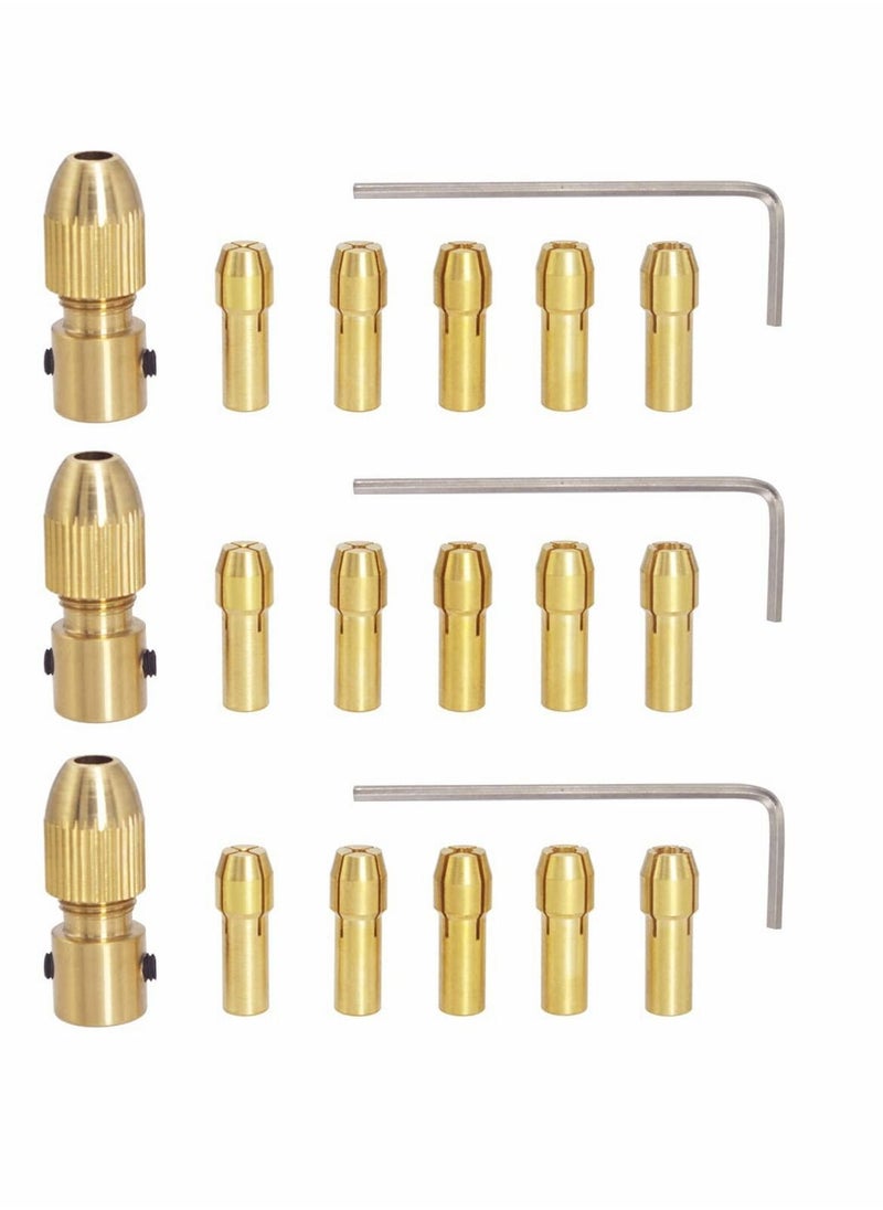 Y&D - Micro Drill Collet Set 0.5-3mm Mini Small Brass with Allen Wrench for 2.35mm Rotary Tools (3 Sets) - Image 1