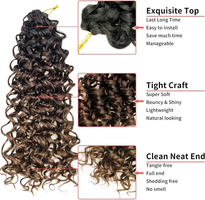 QRHSUKA شعر محبوك بنمط GoGo Curl للنساء السود، بتموجات مائية وشعر بشري مموج، إضافات شعر صناعية (طول 18 بوصة، عبوة تحتوي على 6 قطعات)، الألوان T1B/4/30 - Image 4