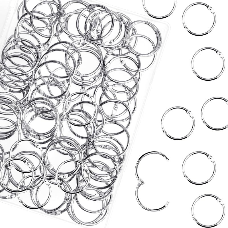 Hautoco 100 Pcs Loose Leaf Binder Rings, 0.75 Inch Nickel Plated Metal Binder Rings, Office Book Rings Keychain Key Rings for School Home Index Cards - Image 1
