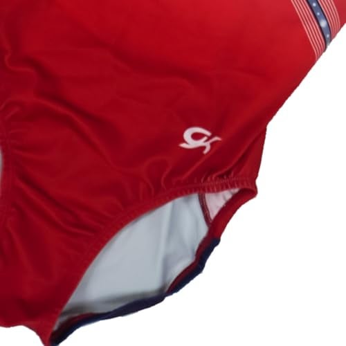 GK Glitz & Glam Gymnastics Leotard for Girls with Matching Scrunchie (Child Medium, Red) - Image 5