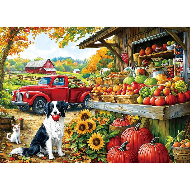 Blueforest Puzzles for Adults 1000 Pieces Autumn Farm Market Jigsaw Puzzle Impossible Hard Difficult Challenging Family Puzzles for Adults 275x197 Inches Large Pretty Art Puzzle - Image 3