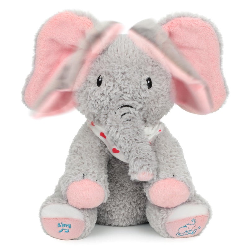 Cuteoy Peek A Boo Elephant Interactive Plush Toy with Moving Ears Musical Singing Talking Stuffed Animal Adorable Electric Animate Christmas Birthday Gifts for Girls Boys - Image 3