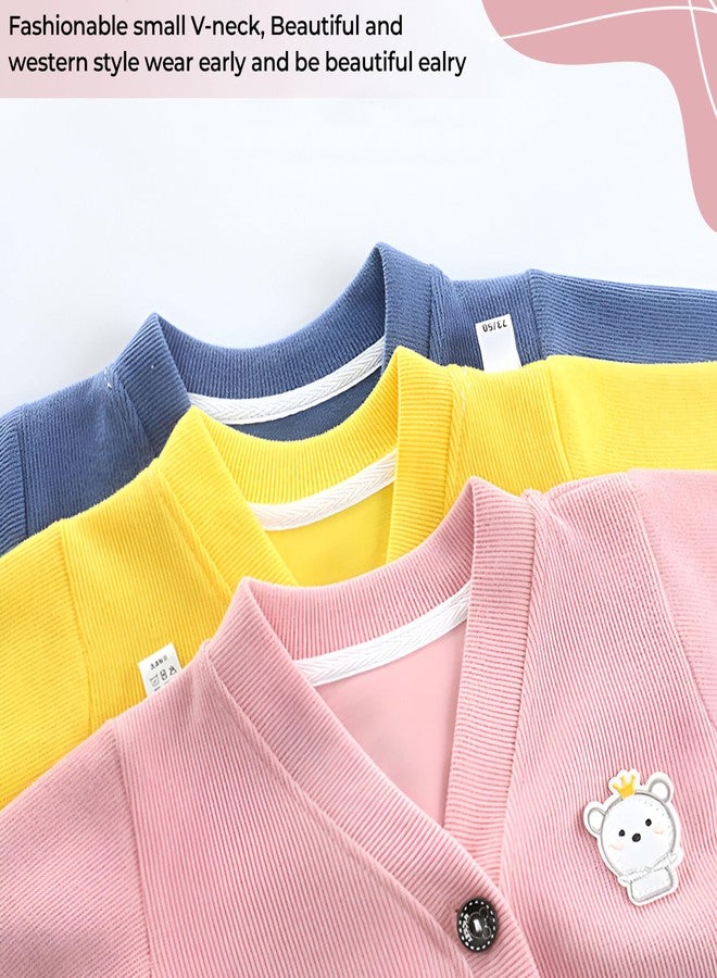 BEMBIKA Woollen Knitted Full Sleeve Sweater for Kids Cardigan Winter Wear Front Button V-Neck Shape Sweater for Baby Boys and Girls (Pink) 18Months-24Months - Image 5