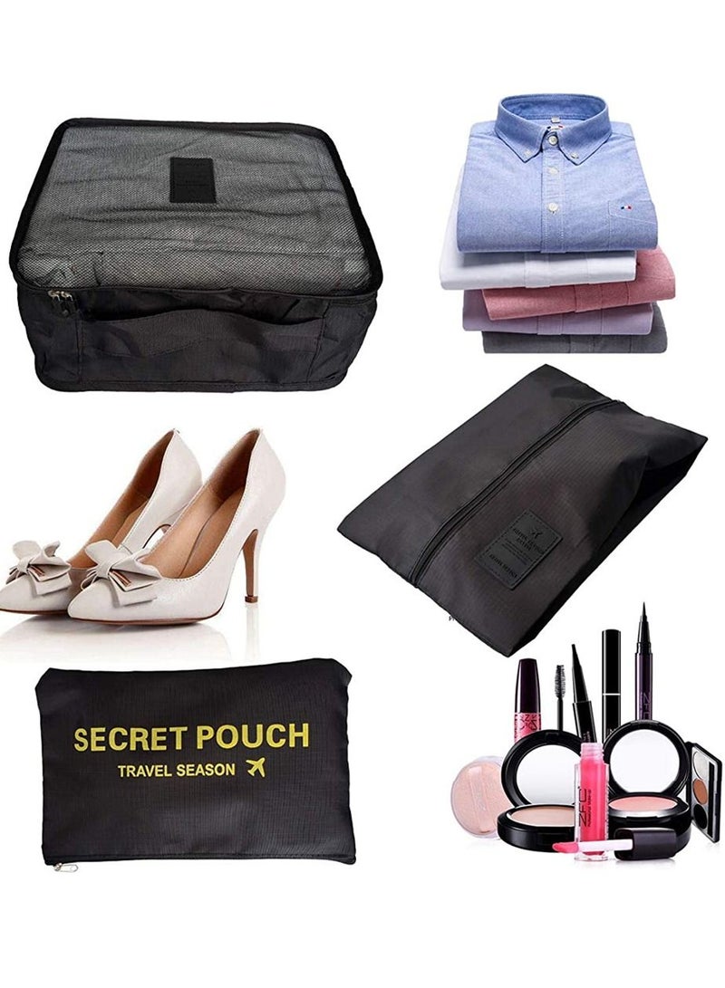 7-Piece Waterproof Travel Luggage Oraganizer Bag Set Black