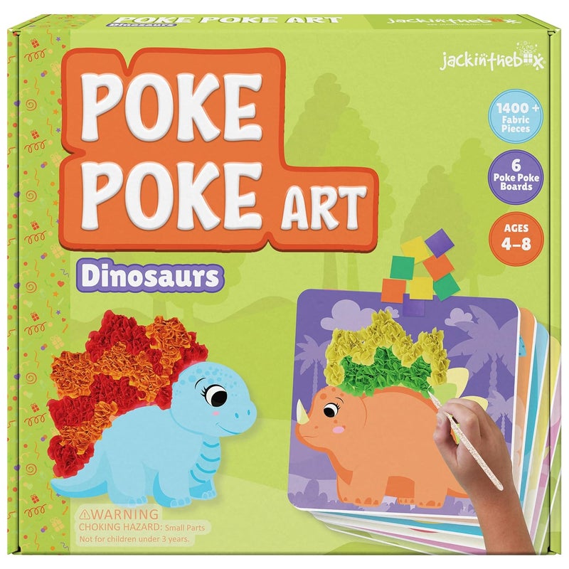 jackinthebox Poke Poke Art – Dinosaurs Theme, Mess-Free Fabric Art and Craft, Flower Pressing Kits, Gift for Kids, Toys for Girls and Boys Ages 4 5 6 7 8 - Image 1