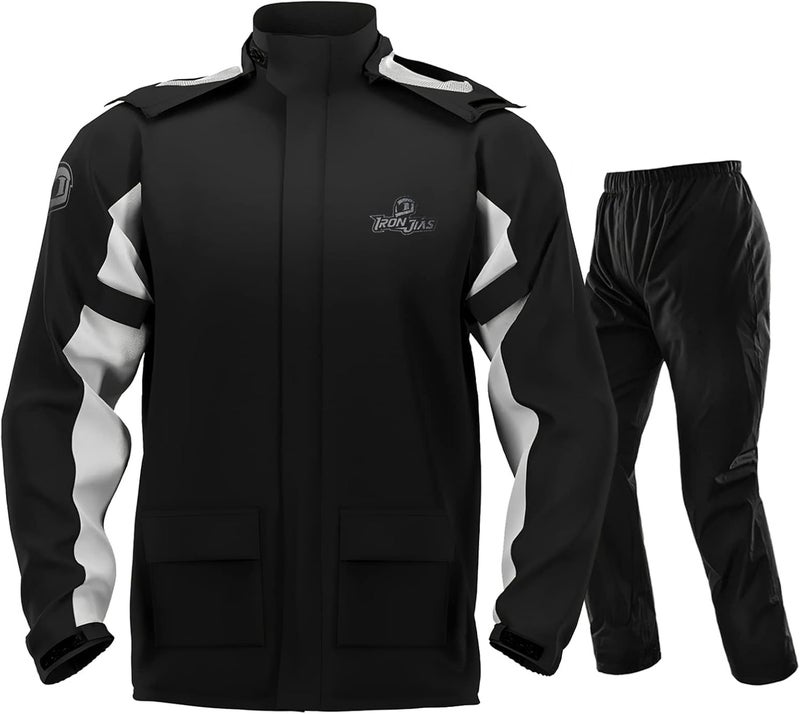 IRON JIA'S Motorcycle Rain Gear Suit for Men & Women - Waterproof, Reflective, Breathable Raincoat with Detachable Shoe Covers - Image 1