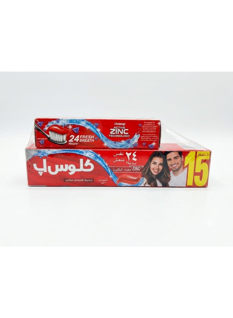 Close-Up Everfresh Red Hot Triple Fresh Toothpaste 100 ml + Toothpaste 25ml (Packaging may vary)