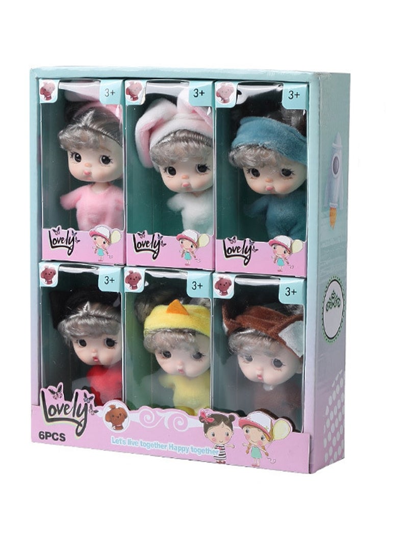 6 Pack Cute Baby Dolls 4.5 Inch Mini Dolls Realistic Silicone Cute Dress Up Gift Toys Handmade Clothes Toys Gifts For Girls Over Three Years Old - Image 1