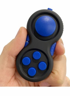 Fidget Pad Toy for Anxiety and Stress Relief 8 Fidget Features Cube with Silent Button ABS Plastic Fidget Controller Pad Cube for Kids and Adults Blue