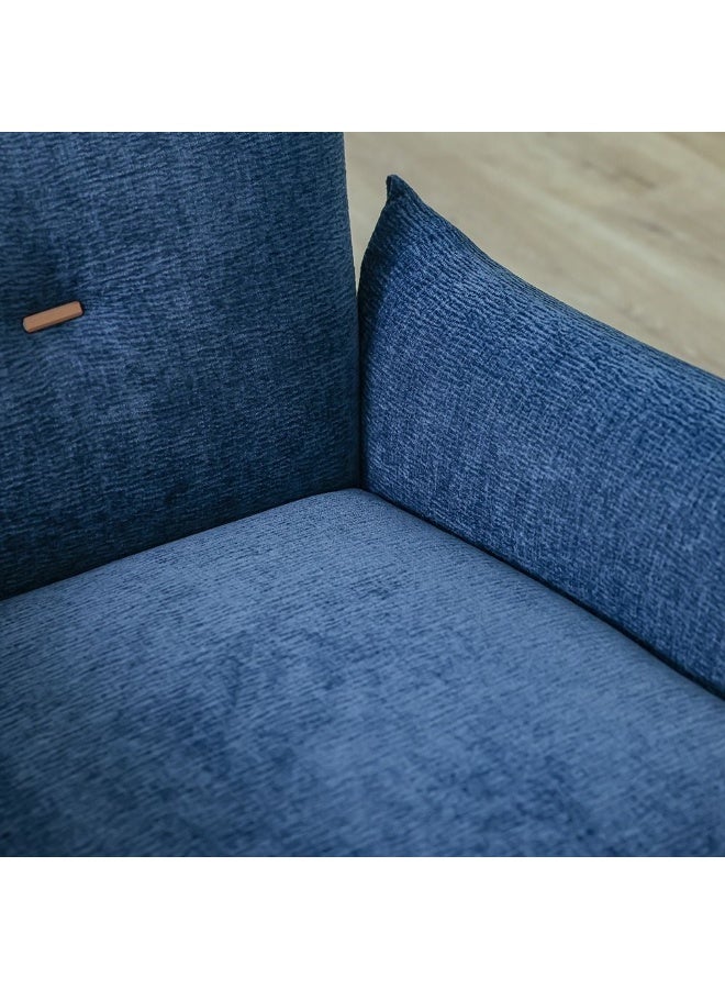 DANUBE HOME Javon 1 Seater Fabric Sofa – Elegant Blue Upholstered Single-Seat Armchair | Modern Compact Living Room Chair Perfect for Apartments, Bedrooms & Small Spaces - Blue - Image 4
