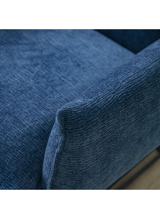 DANUBE HOME Javon 1 Seater Fabric Sofa – Elegant Blue Upholstered Single-Seat Armchair | Modern Compact Living Room Chair Perfect for Apartments, Bedrooms & Small Spaces - Blue - Image 3