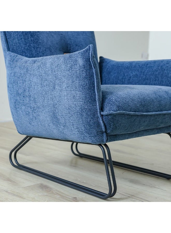 DANUBE HOME Javon 1 Seater Fabric Sofa – Elegant Blue Upholstered Single-Seat Armchair | Modern Compact Living Room Chair Perfect for Apartments, Bedrooms & Small Spaces - Blue - Image 5
