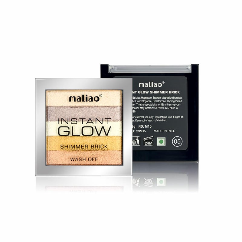 Maliao Instant Glow Shimmer Brick Wash Off 05  Radiant Shimmer  Highlighting  Buildable Smooth Formula  LongLasting Glow  Perfect for Face  Body 9g - Image 1