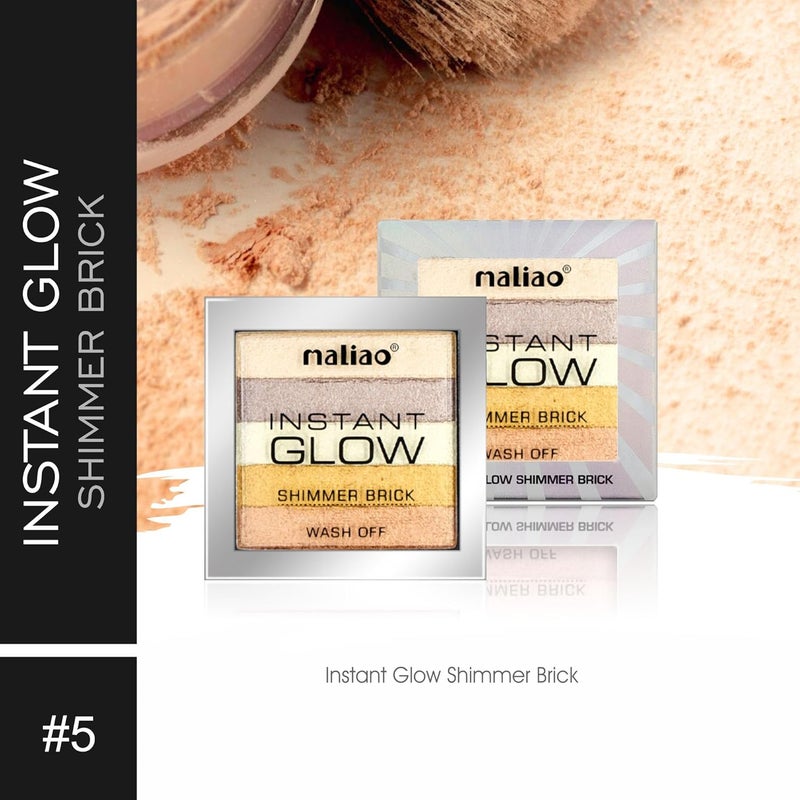 Maliao Instant Glow Shimmer Brick Wash Off 05  Radiant Shimmer  Highlighting  Buildable Smooth Formula  LongLasting Glow  Perfect for Face  Body 9g - Image 2