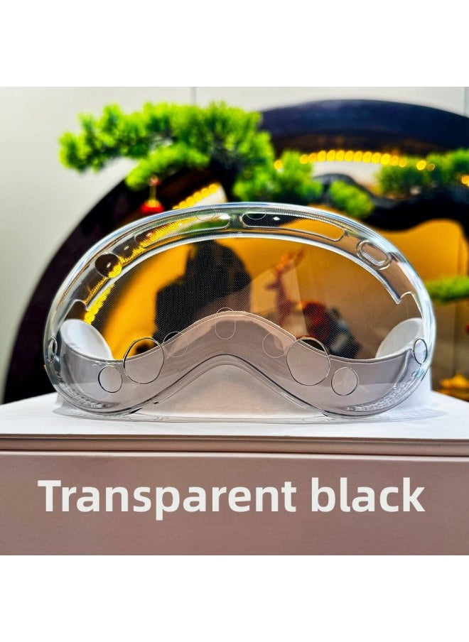 Generic For Apple VR Head Display Protective Cover For Apple Vision Pro Protective Cover Transparent Anti-drop Protective Case-Specifications:Fine Hole Transparent Black + Packaging Box  - Image 1