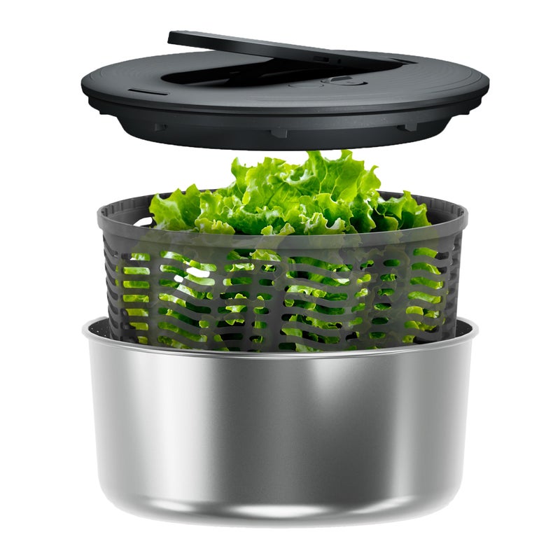 Zyliss Swift Dry Stainless Steel Salad Spinner - Fruit Cleaner & Lettuce Spinner with Push Pump - Non-Slip Bowl - Dishwasher Safe - Large - Image 1