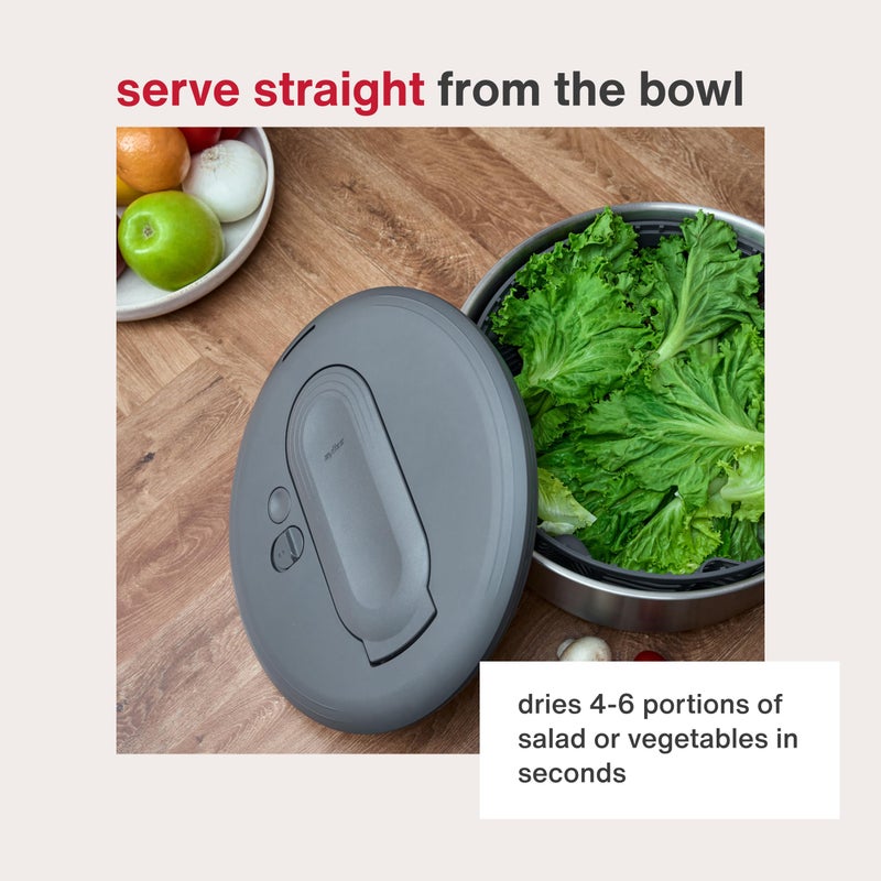 Zyliss Swift Dry Stainless Steel Salad Spinner - Fruit Cleaner & Lettuce Spinner with Push Pump - Non-Slip Bowl - Dishwasher Safe - Large - Image 5