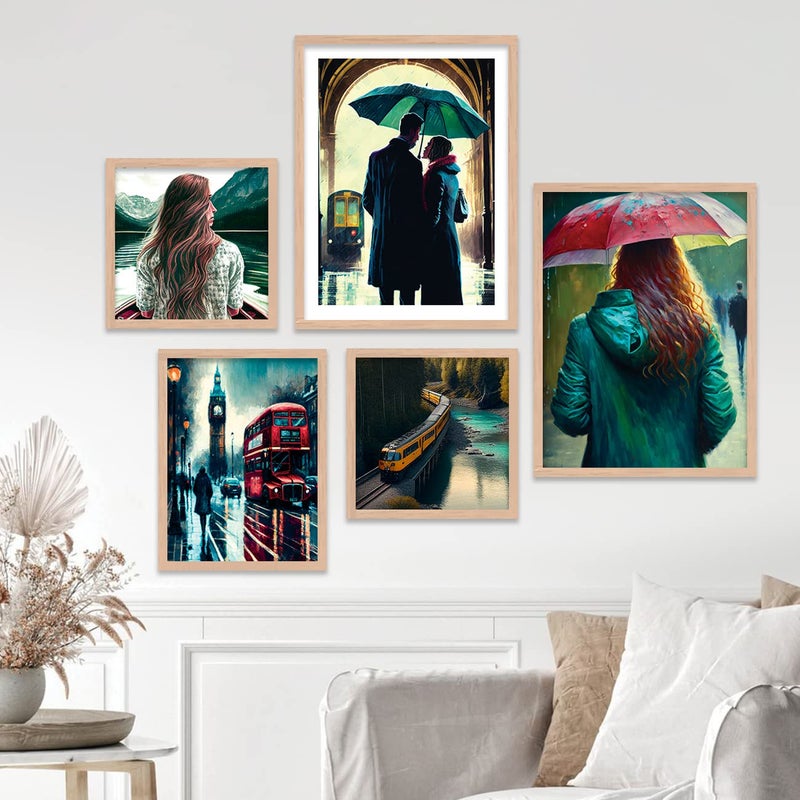 kotart Paintings Modern Art Wall Decor Framed Paintings for Bedroom Room Living Room Framed Wall PostersPaintings with Frame Paintings for Wall Decoration Set of 5 Combo18 - Image 1