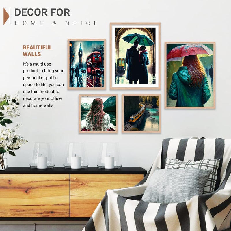 kotart Paintings Modern Art Wall Decor Framed Paintings for Bedroom Room Living Room Framed Wall PostersPaintings with Frame Paintings for Wall Decoration Set of 5 Combo18 - Image 5