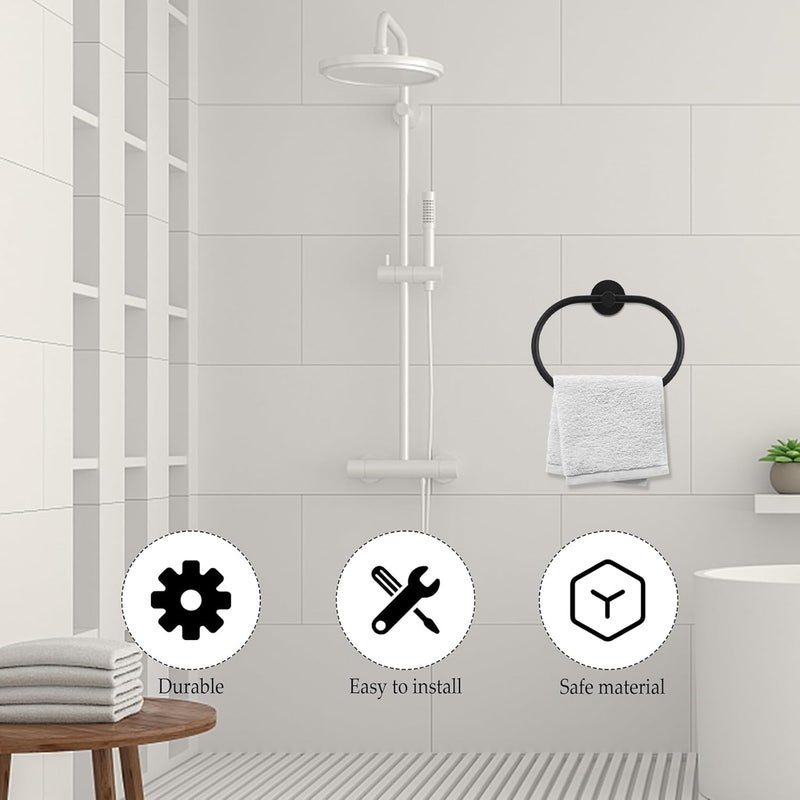 Black Oval Stainless Steel Towel Ring Wall Hanger Sturdy Bathroom Towel Holder Kitchen and Bathroom - Image 5