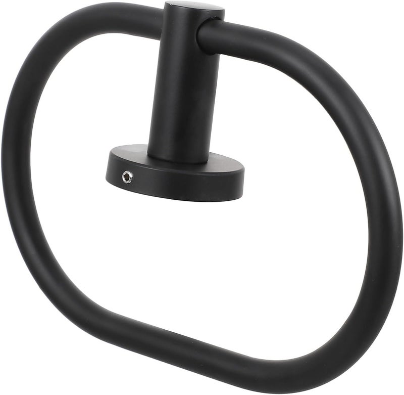 Black Oval Stainless Steel Towel Ring Wall Hanger Sturdy Bathroom Towel Holder Kitchen and Bathroom - Image 1
