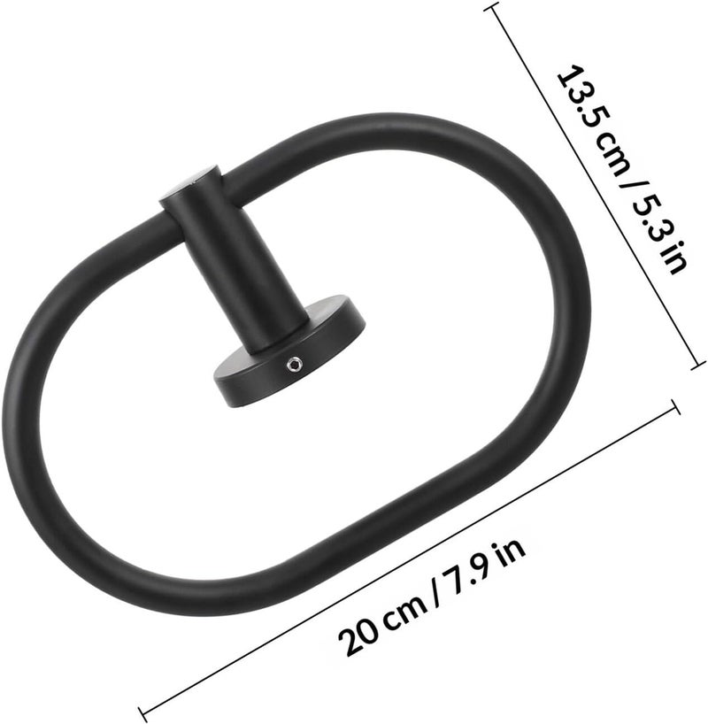 Black Oval Stainless Steel Towel Ring Wall Hanger Sturdy Bathroom Towel Holder Kitchen and Bathroom - Image 2