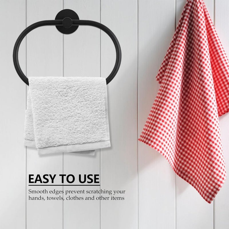 Black Oval Stainless Steel Towel Ring Wall Hanger Sturdy Bathroom Towel Holder Kitchen and Bathroom - Image 4