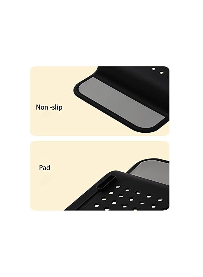 راكسوم رف حوض الاستحمام القابل للتمديد، صينية حوض الاستحمام القابلة للسحب متعددة الوظائف، صينية حمام، حامل كتب المناشف، منظم تخزين (أسود) - Image 5