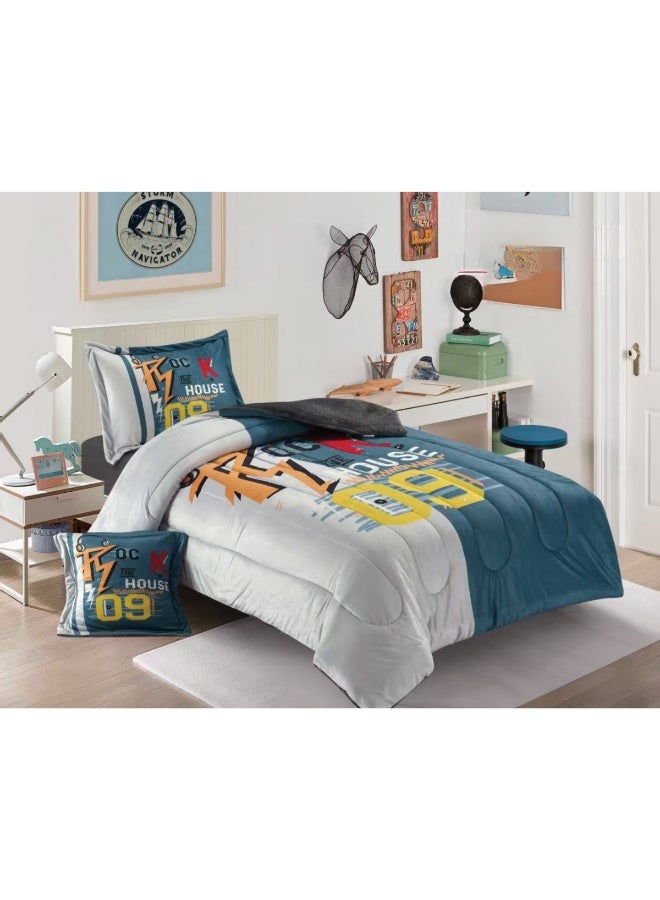 سمارت هوم مفرش سرير أطفال شتوي فخم 4 قطع وجهين مخمل وفرو ناعم بتصميم عصري ومريح – طقم مفارش سرير دافئ  مناسب لغرف الأولاد والبنات – مفرش شتوي فخم للمنزل أو الهدايا – المقاس 170×230 سم ( المفرش بحشوة ) - Image 1