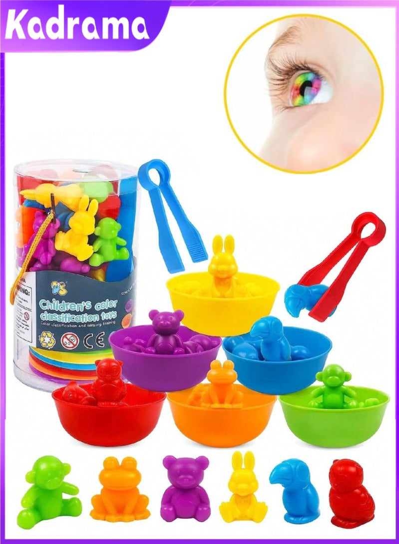 KADRAMA Counting Dinosaur Toys Matching Games with Sorting Cups,Color Sorting and Sensory Training,STEM Montessori Preschool Educational Learning Toys,Gift for Kids Aged 3+Years Old Boys Girls - Image 1