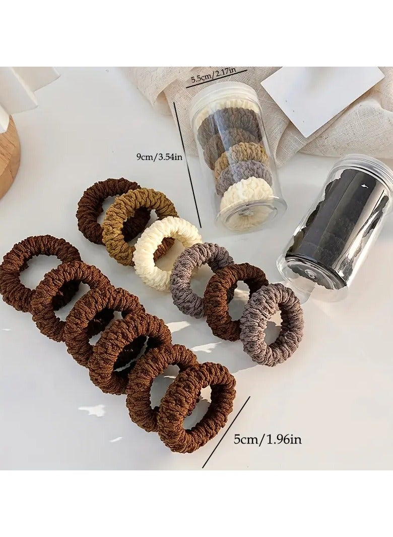 Rozino 6pcs Thick Elastic Hair Ties, Durable Polyester Rubber Bands for Tying Hair Loops, Ponytail Hair Ropes, Solid Color, All-Season, Mature Style - Image 2