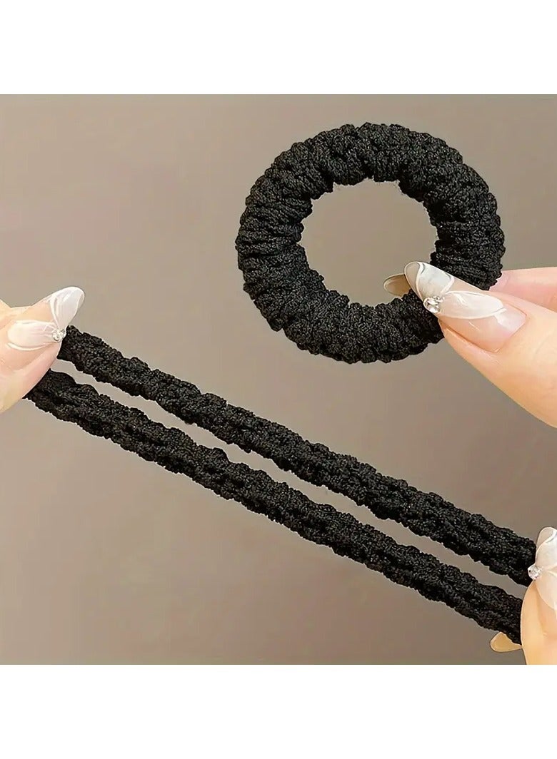 Rozino 6pcs Thick Elastic Hair Ties, Durable Polyester Rubber Bands for Tying Hair Loops, Ponytail Hair Ropes, Solid Color, All-Season, Mature Style - Image 3