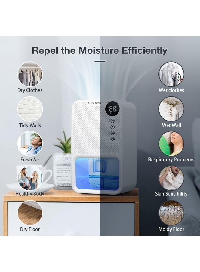 NIBEMINENT Dehumidifier with Digital Display&24 hour Timer,1100ML Water Tank, Dehumidifiers for Wardrobe Bedroom,Bathroom,Basetment with 7 Colors Led Light,Auto Shut Off - Image 4