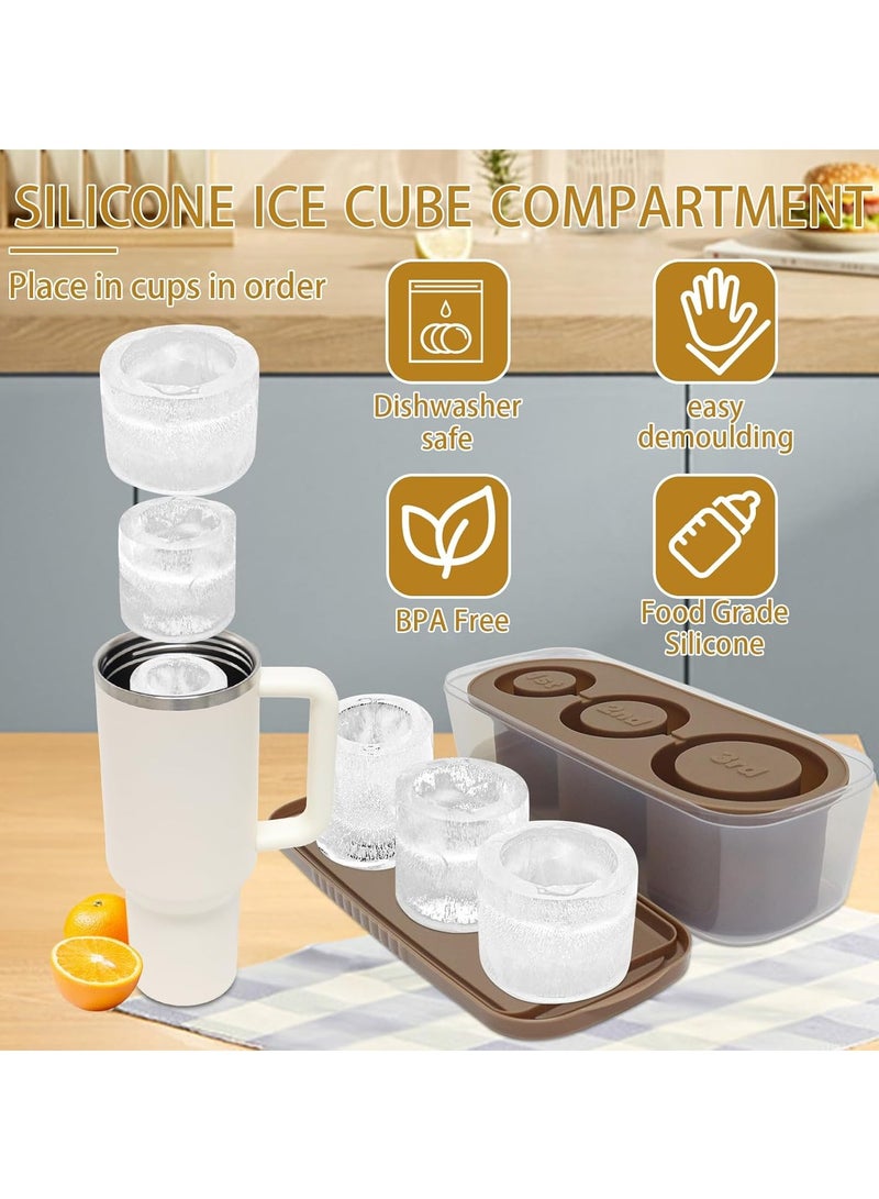 واي آند دي قالب ثلج متوافق مع كؤوس ستانلي – 3 قوالب ثلج أسطوانية مجوفة للكؤوس ٤٠-٣٠ أونصة. مزود بغطاء مقاوم للانسكاب وتصميم سهل الملء. خالٍ من مادة BPA، مثالي للمشروبات والقهوة والكوكتيلات. - Image 2