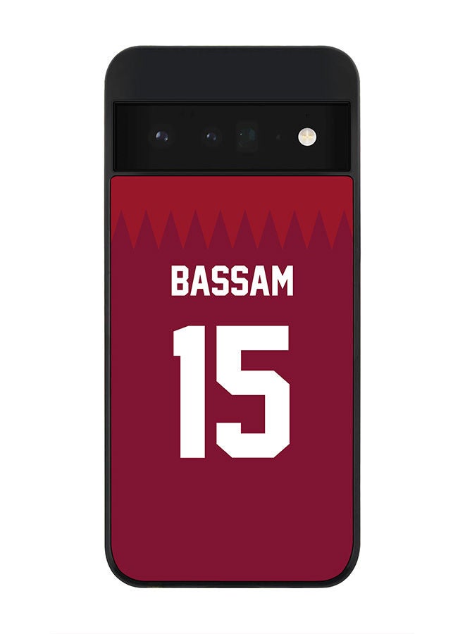 Stylizedd Rugged Black edge case for Google Pixel 6 Pro 5G Slim fit Soft Case Flexible Rubber Edges Anti Drop TPU Gel Thin Cover - Football Team - Qatar Player Name - Bassam - Image 1
