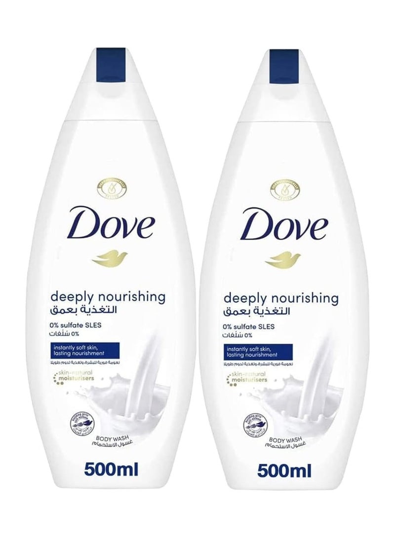 دوف غسول الجسم دوف من يونيليفر، مغذي بعمق، 500 مل (عبوة من قطعتين)