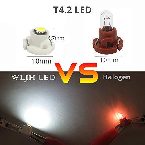 WLJH 10x White T4.2 Neo Wedge Led 3030 Chipest 10mm Base Car Instrument Cluster Dashboard HVAC AC Heater Climate Control Bulb Lamps Switch Indication Interior Light Replacement - Image 3