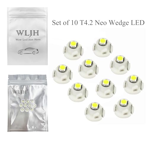 WLJH 10x White T4.2 Neo Wedge Led 3030 Chipest 10mm Base Car Instrument Cluster Dashboard HVAC AC Heater Climate Control Bulb Lamps Switch Indication Interior Light Replacement - Image 4