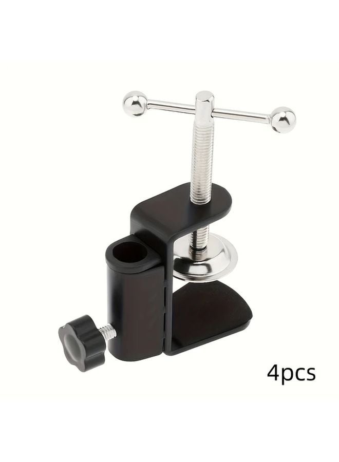 4pcs Black Heavy Duty Metal Lamp Bracket Adjustable Height Angle Mounting Clamp - Image 1