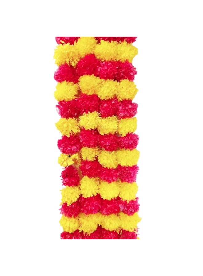 Madhoor Vibrant Red & Yellow Pom-Pom Diwali Hanging Décor – 50 Inches