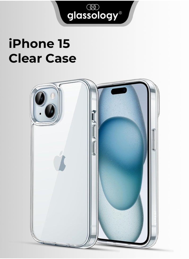 glassology iPhone 15 Shockproof Anti Yellowing Crystal Clear Protection Bumper Case Cover for iPhone 15  - Image 1