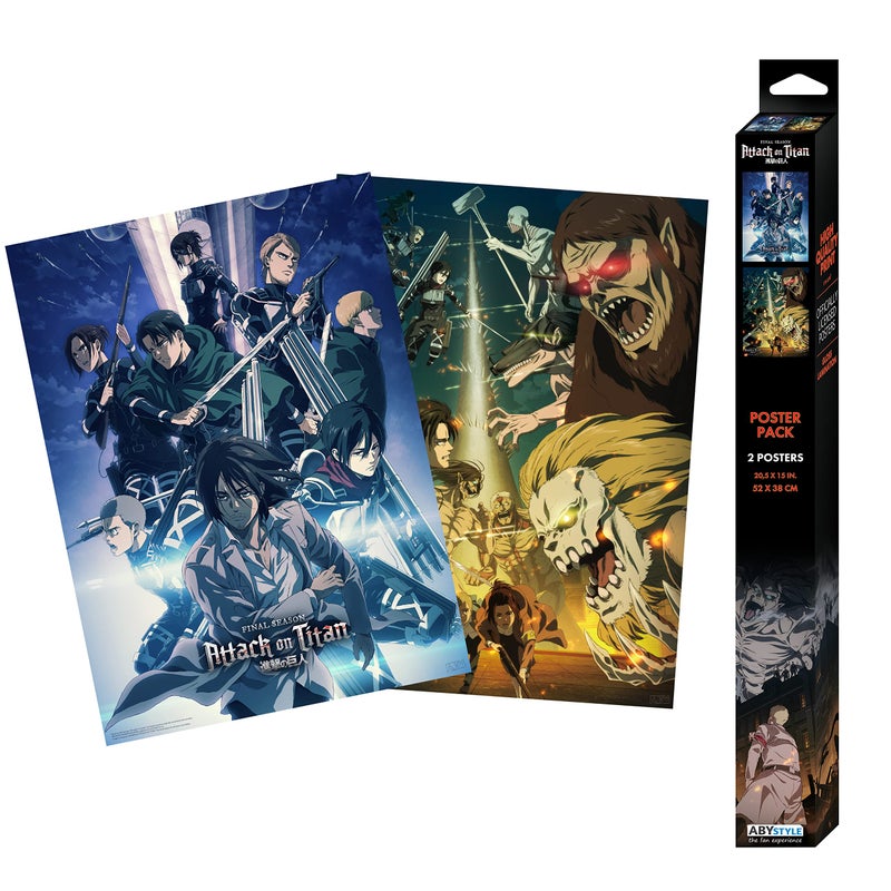ABYstyle Attack on Titan Unframed Boxed Poster Set Featuring the Scouts Beast Titan Jaw Titan 15 x 205 Includes 2 Mini Posters Anime Manga Wall Art Prints for Bedroom Office Room Decor