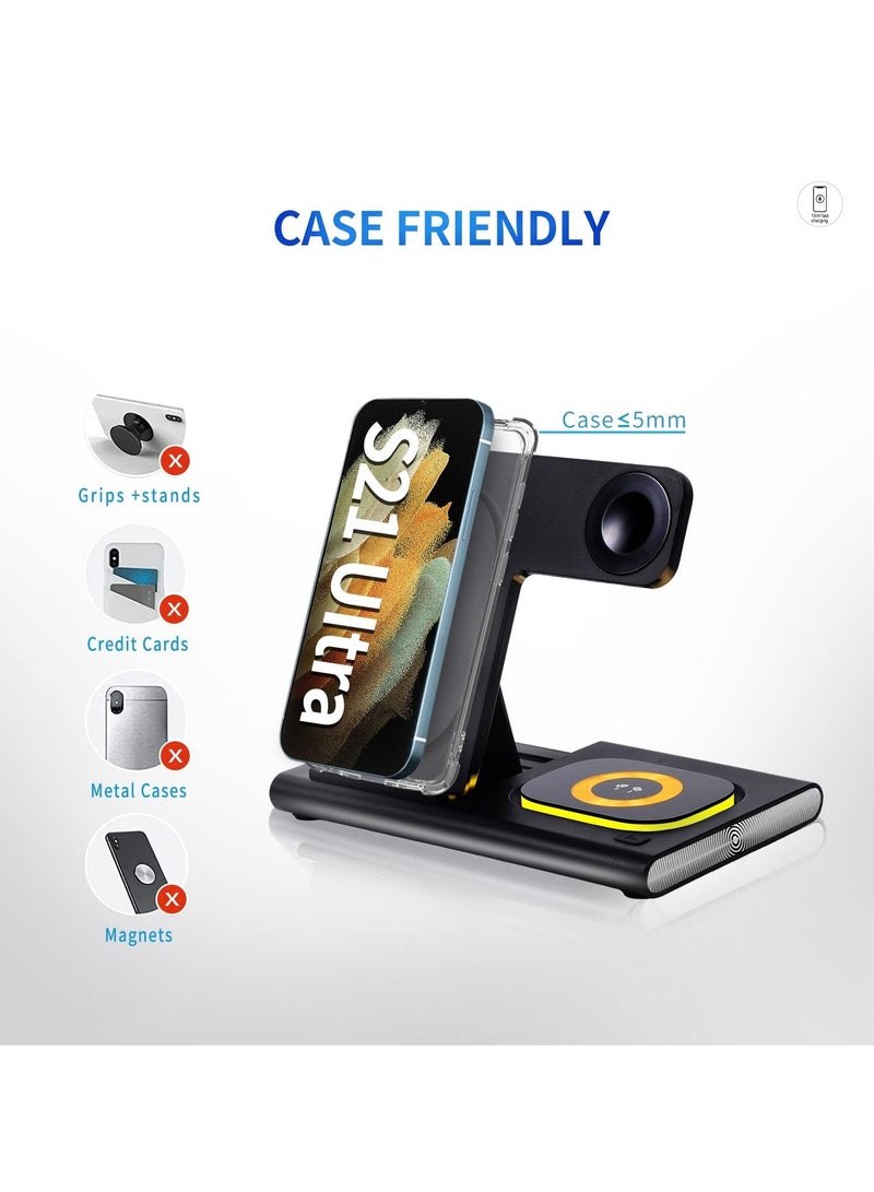 شاحن لاسلكي لهاتف Samsung S23 Ultra، محطة شحن سامسونج 3 في 1 لهاتف Samsung S23+/S22 Ultra/S22/Z Fold 4/Z Flip 4، شاحن ساعة سامسونج لساعة Galaxy Watch 5/5 Pro/4/3/Active 2