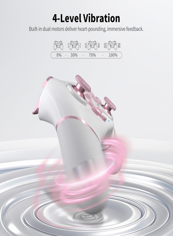 ايس جامر وحدة تحكم لاسلكية من AceGamer، قطعتان، لأجهزة Nintendo Switch/Lite/OLED/Switch 2/PC، مزودة باهتزاز مزدوج/Turbo/Ergonomic! (أبيض ووردي) - Image 3